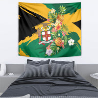 Jamaica Pineapple Tapestry Coat of Arms Tropical Flowers