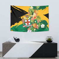 Jamaica Pineapple Tapestry Coat of Arms Tropical Flowers