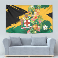 Jamaica Pineapple Tapestry Coat of Arms Tropical Flowers