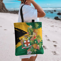 Jamaica Pineapple Tote Bag Coat of Arms Tropical Flowers