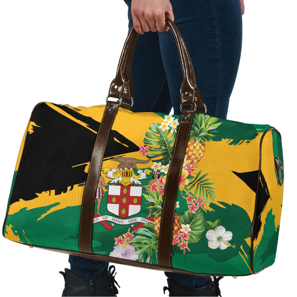 Jamaica Pineapple Travel Bag Coat of Arms Tropical Flowers