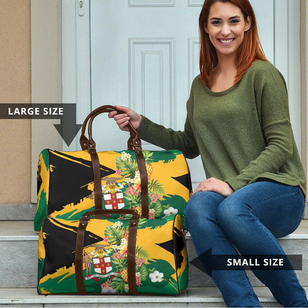 Jamaica Pineapple Travel Bag Coat of Arms Tropical Flowers