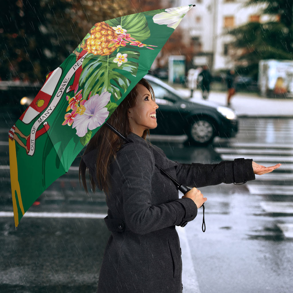 Jamaica Pineapple Umbrella Coat of Arms Tropical Flowers