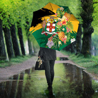Jamaica Pineapple Umbrella Coat of Arms Tropical Flowers
