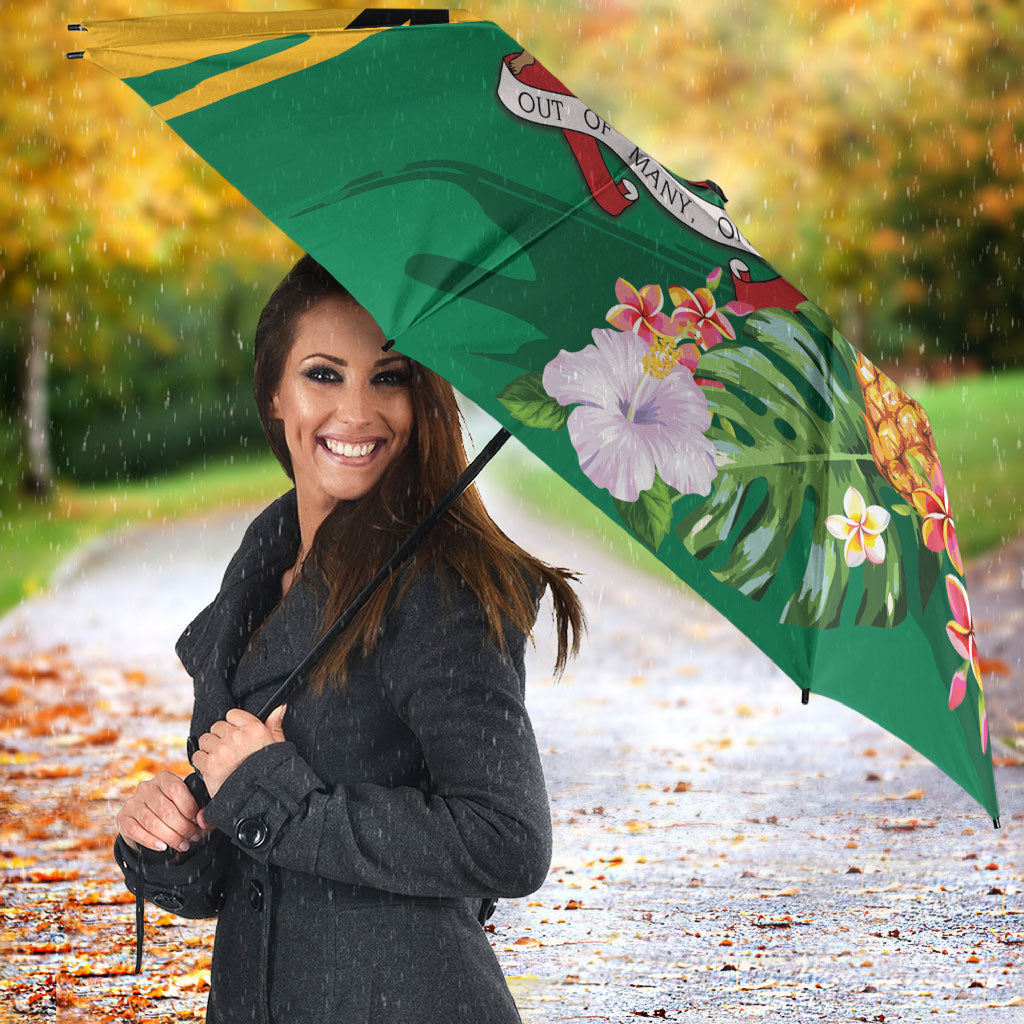 Jamaica Pineapple Umbrella Coat of Arms Tropical Flowers