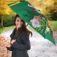 Jamaica Pineapple Umbrella Coat of Arms Tropical Flowers