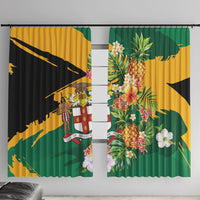 Jamaica Pineapple Window Curtain Coat of Arms Tropical Flowers