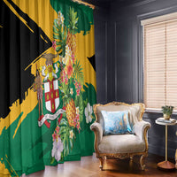 Jamaica Pineapple Window Curtain Coat of Arms Tropical Flowers