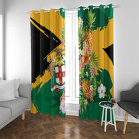 Jamaica Pineapple Window Curtain Coat of Arms Tropical Flowers