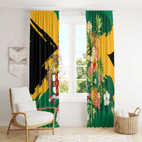 Jamaica Pineapple Window Curtain Coat of Arms Tropical Flowers