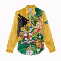 Personalized Jamaica Pineapple Women Casual Shirt Coat of Arms Tropical Flowers