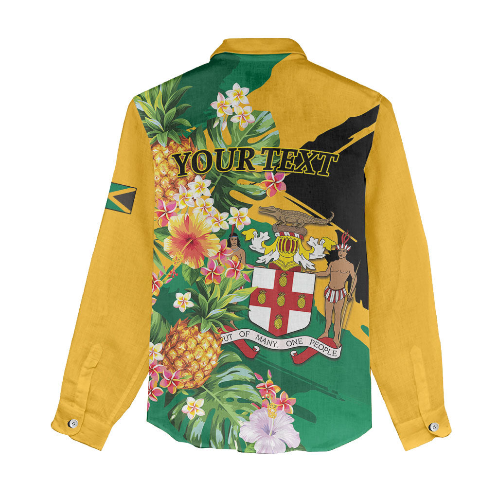 Personalized Jamaica Pineapple Women Casual Shirt Coat of Arms Tropical Flowers