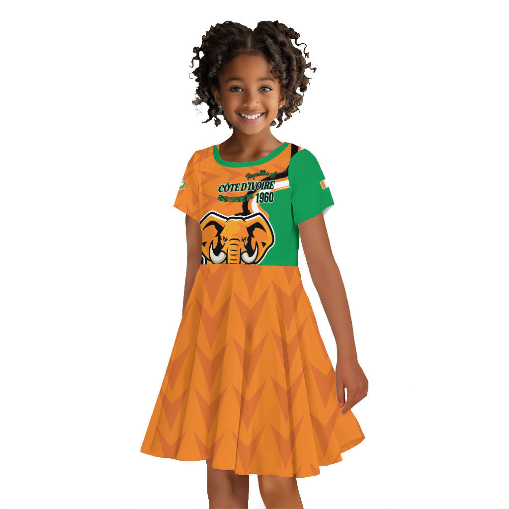 Personalised Ivory Coast August 7th 1960 Kid Short Sleeve Dress Happy Independence Day