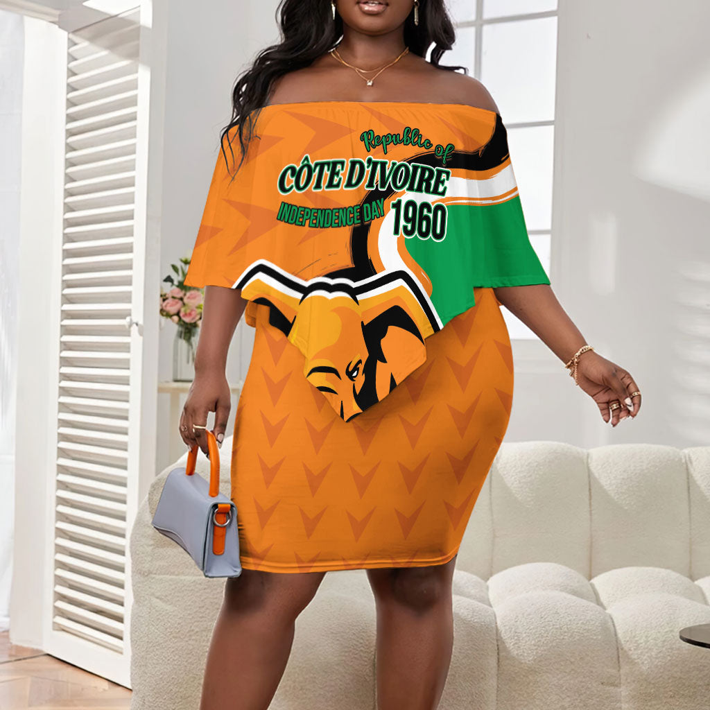 Personalised Ivory Coast August 7th 1960 Off Shoulder Short Dress Happy Independence Day