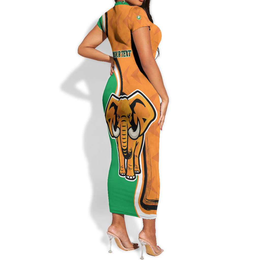 Personalised Ivory Coast August 7th 1960 Short Sleeve Bodycon Dress Happy Independence Day