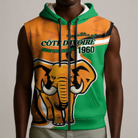Personalised Ivory Coast August 7th 1960 Sleeveless Zip Hoodie Happy Independence Day