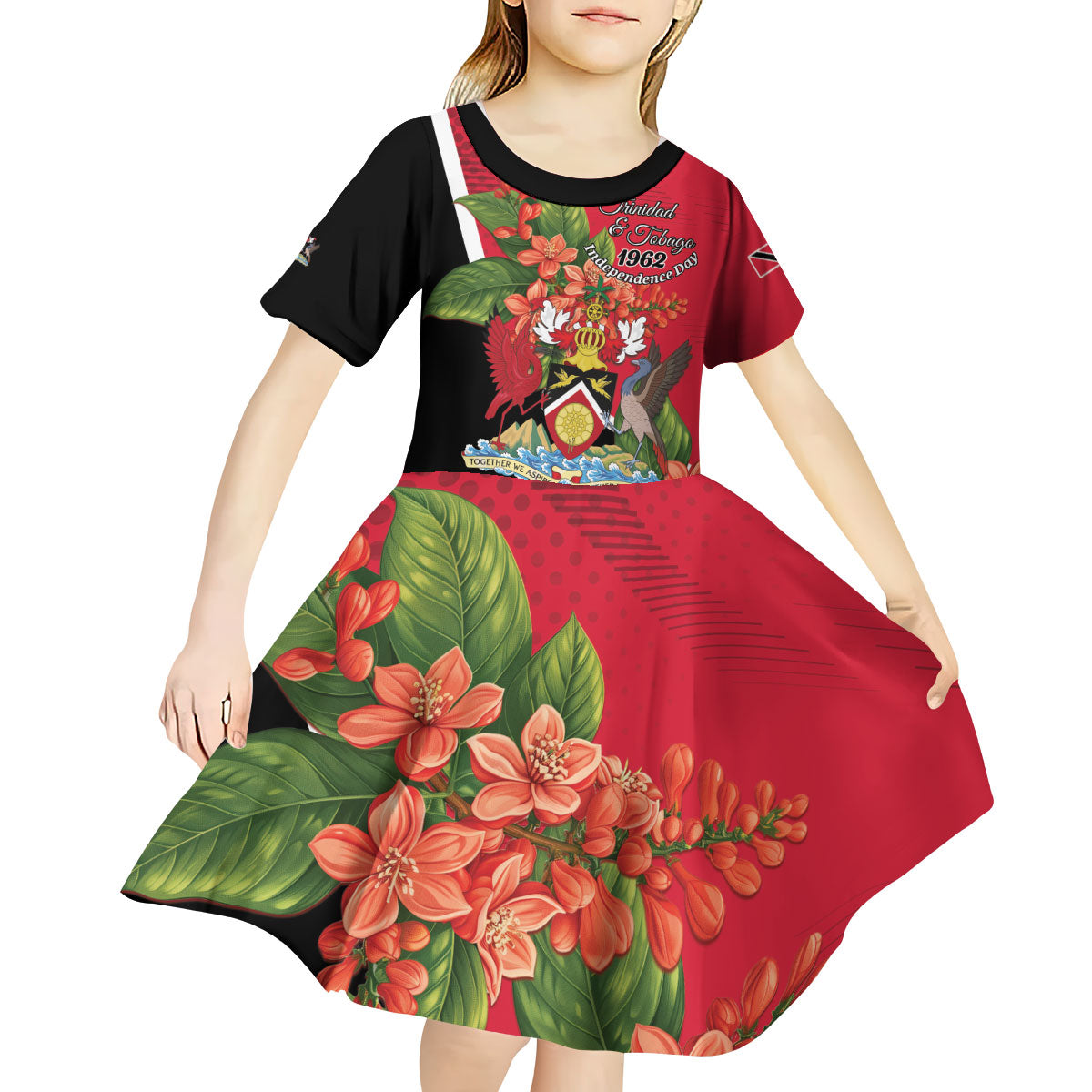 Personalised Trinidad and Tobago 1962 Kid Short Sleeve Dress Happy Independence Day