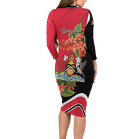 Personalised Trinidad and Tobago 1962 Long Sleeve Bodycon Dress Happy Independence Day