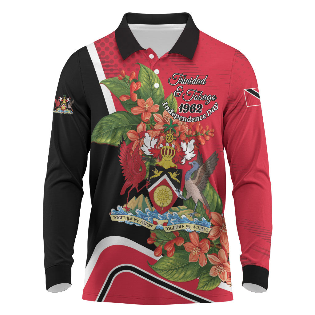 Personalised Trinidad and Tobago 1962 Long Sleeve Polo Shirt Happy Independence Day