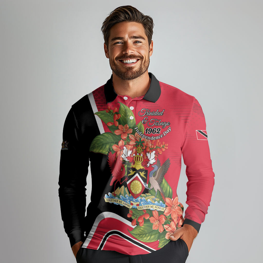 Personalised Trinidad and Tobago 1962 Long Sleeve Polo Shirt Happy Independence Day