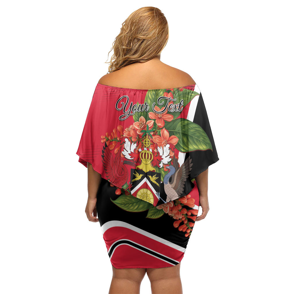 Personalised Trinidad and Tobago 1962 Off Shoulder Short Dress Happy Independence Day