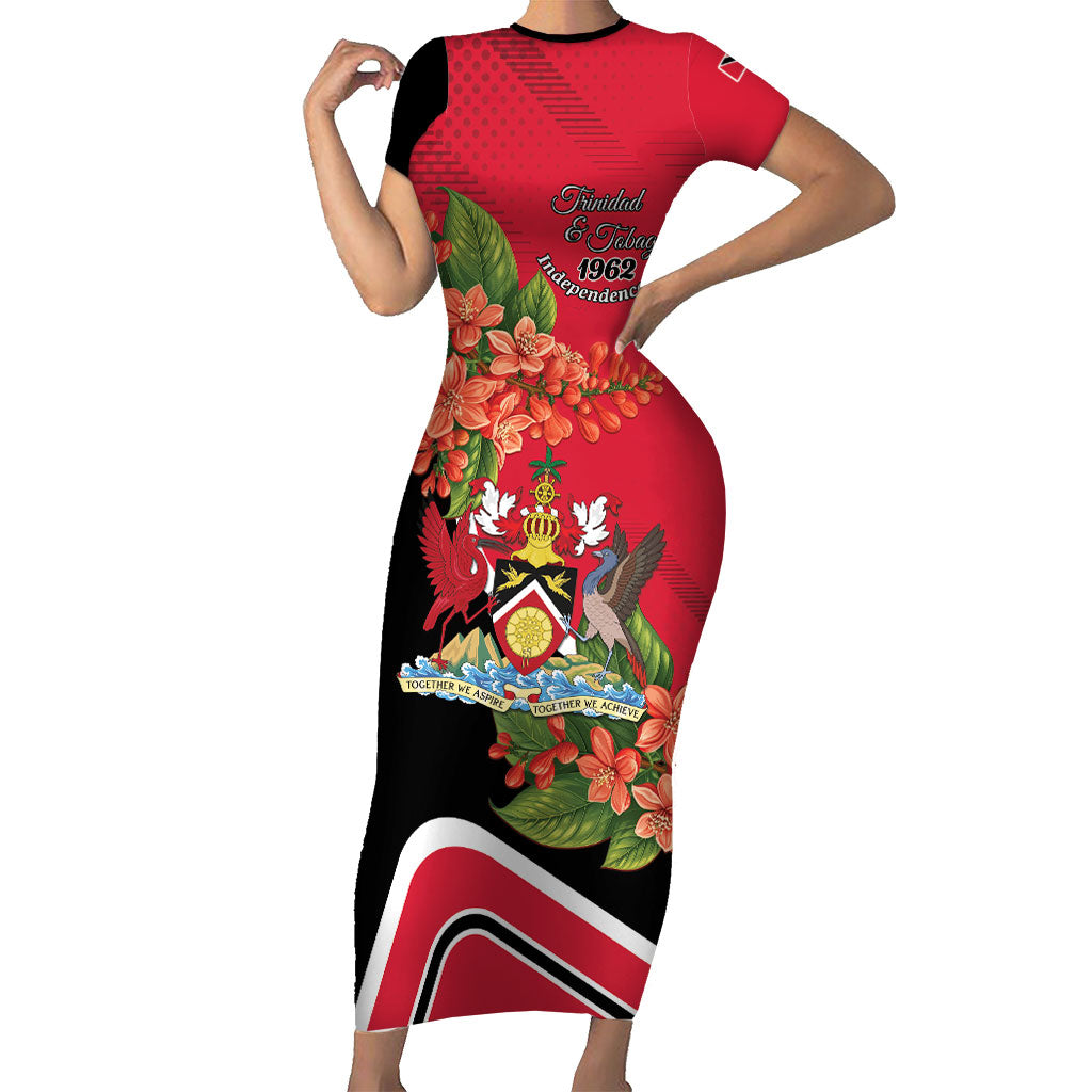 Personalised Trinidad and Tobago 1962 Short Sleeve Bodycon Dress Happy Independence Day
