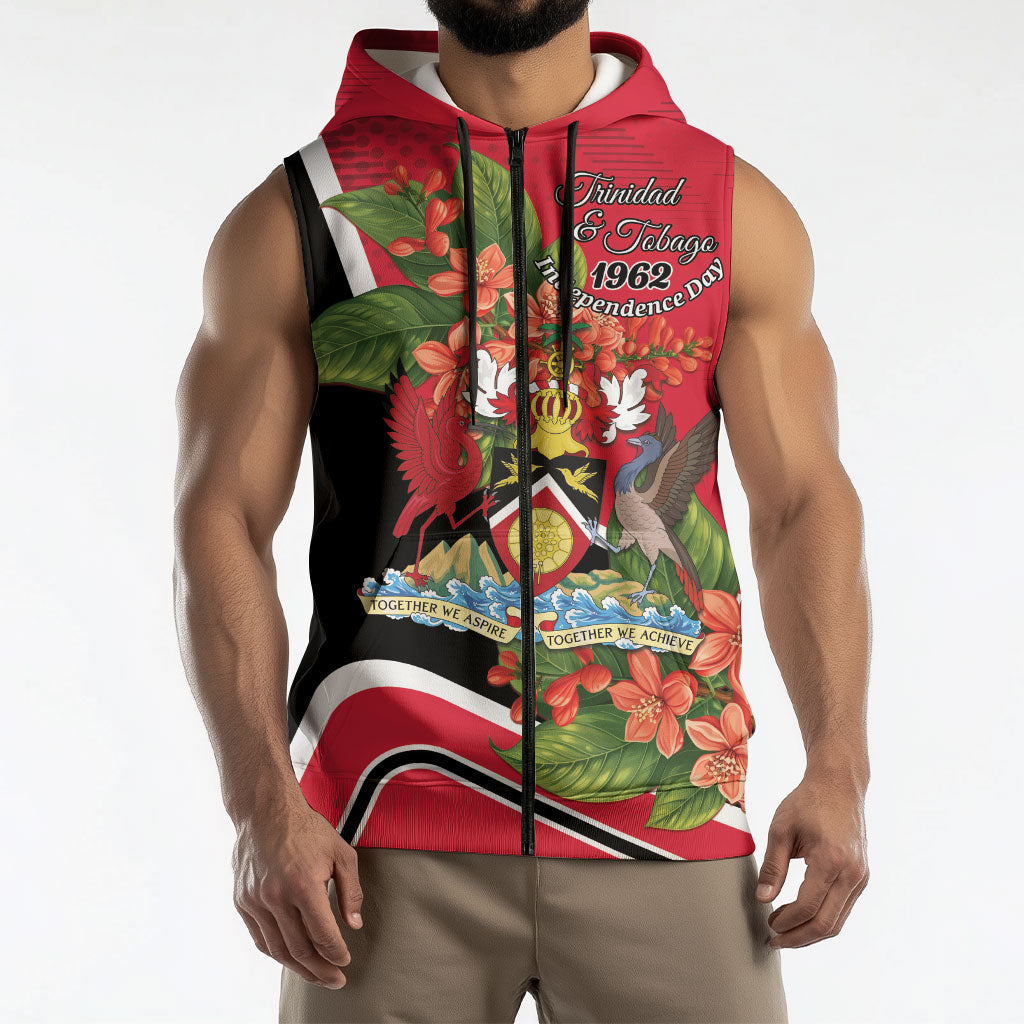 Personalised Trinidad and Tobago 1962 Sleeveless Zip Hoodie Happy Independence Day