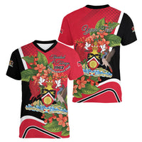 Personalised Trinidad and Tobago 1962 Women V-Neck T-Shirt Happy Independence Day
