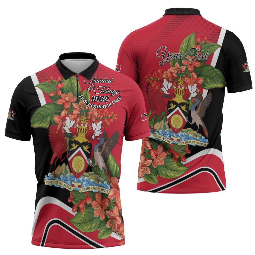 Personalised Trinidad and Tobago 1962 Zipper Polo Shirt Happy Independence Day