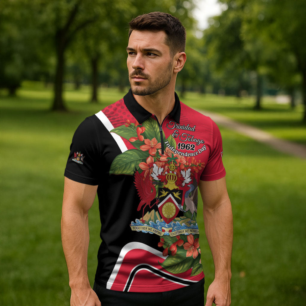 Personalised Trinidad and Tobago 1962 Zipper Polo Shirt Happy Independence Day