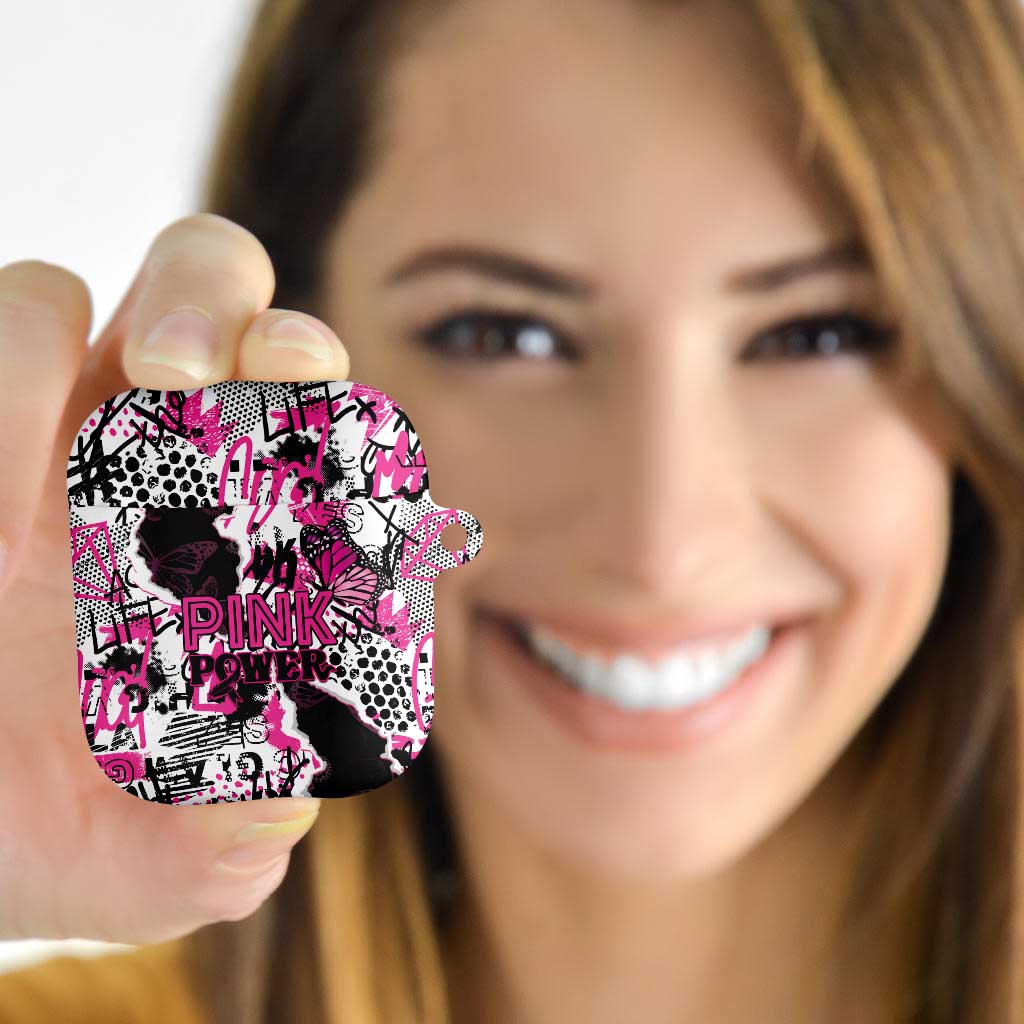 Pink Power Graffiti AirPods Case Breast Cancer Awareness - Wonder Print Shop