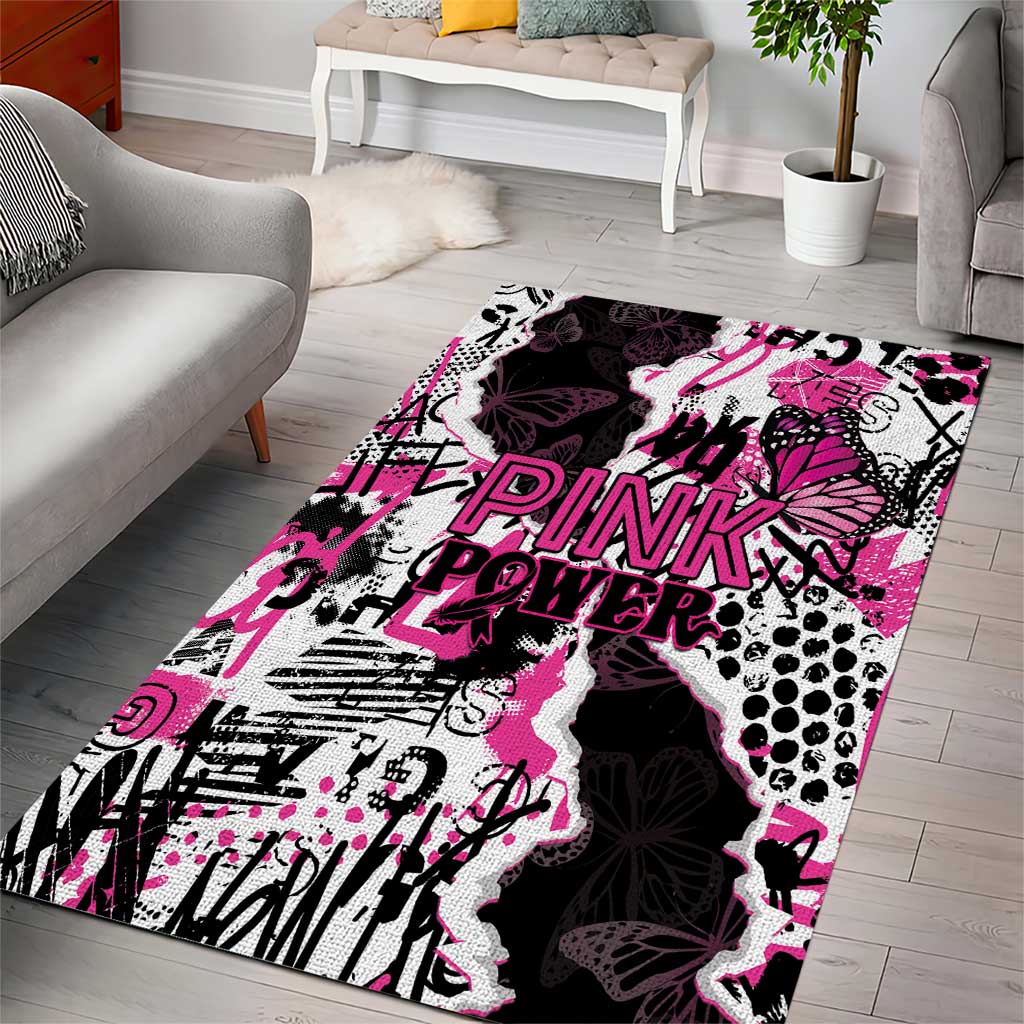Pink Power Graffiti Area Rug Breast Cancer Awareness - Wonder Print Shop