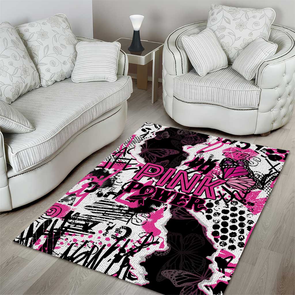 Pink Power Graffiti Area Rug Breast Cancer Awareness - Wonder Print Shop