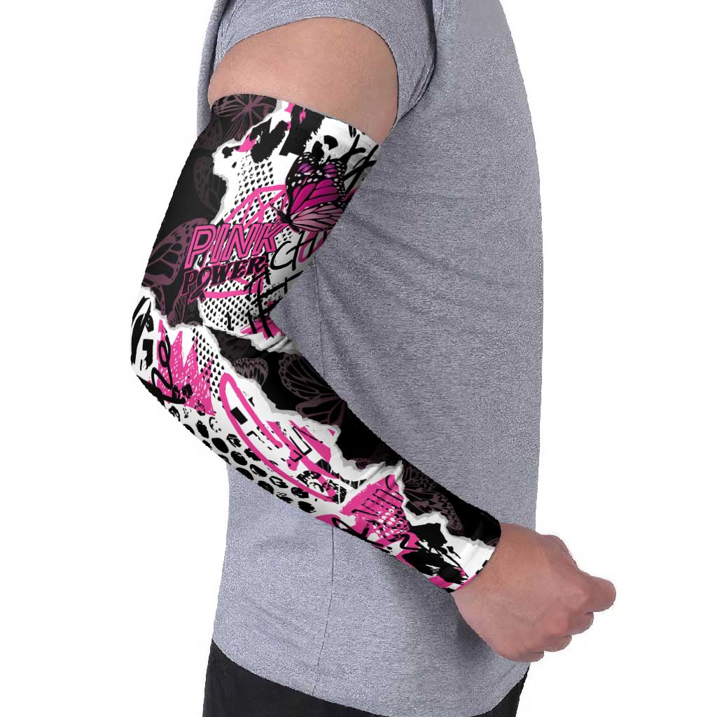 Pink Power Graffiti Arm Sleeves Breast Cancer Awareness - Wonder Print Shop