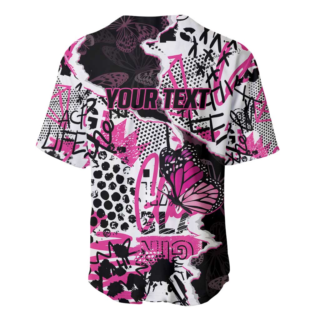 Personalized Pink Power Graffiti Baseball Jersey Breast Cancer Awareness - Wonder Print Shop