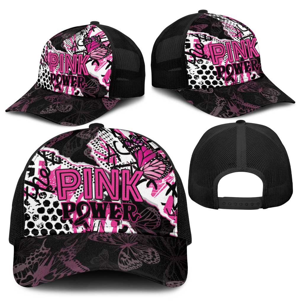 Pink Power Graffiti Baseball Net Cap Breast Cancer Awareness - Wonder Print Shop