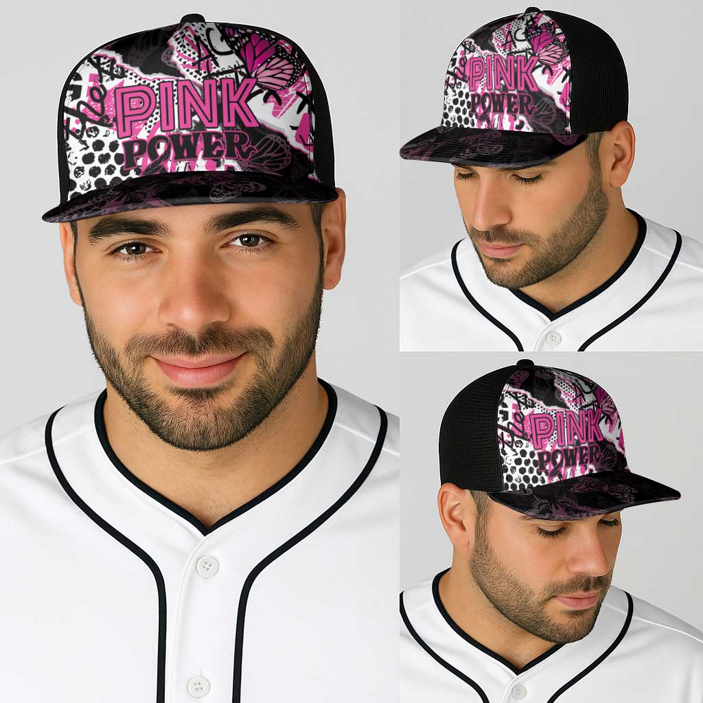 Pink Power Graffiti Baseball Net Cap Breast Cancer Awareness - Wonder Print Shop