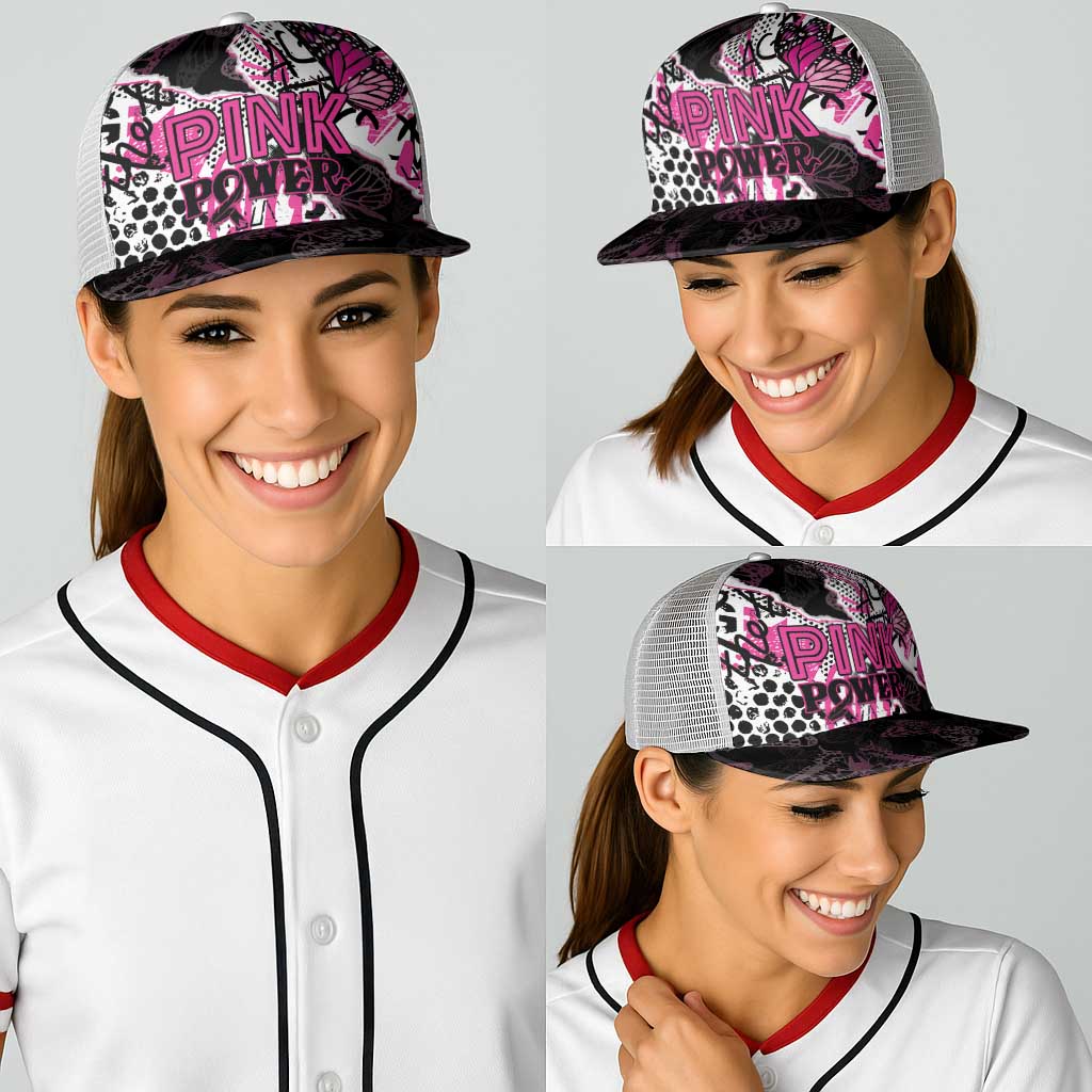 Pink Power Graffiti Baseball Net Cap Breast Cancer Awareness - Wonder Print Shop