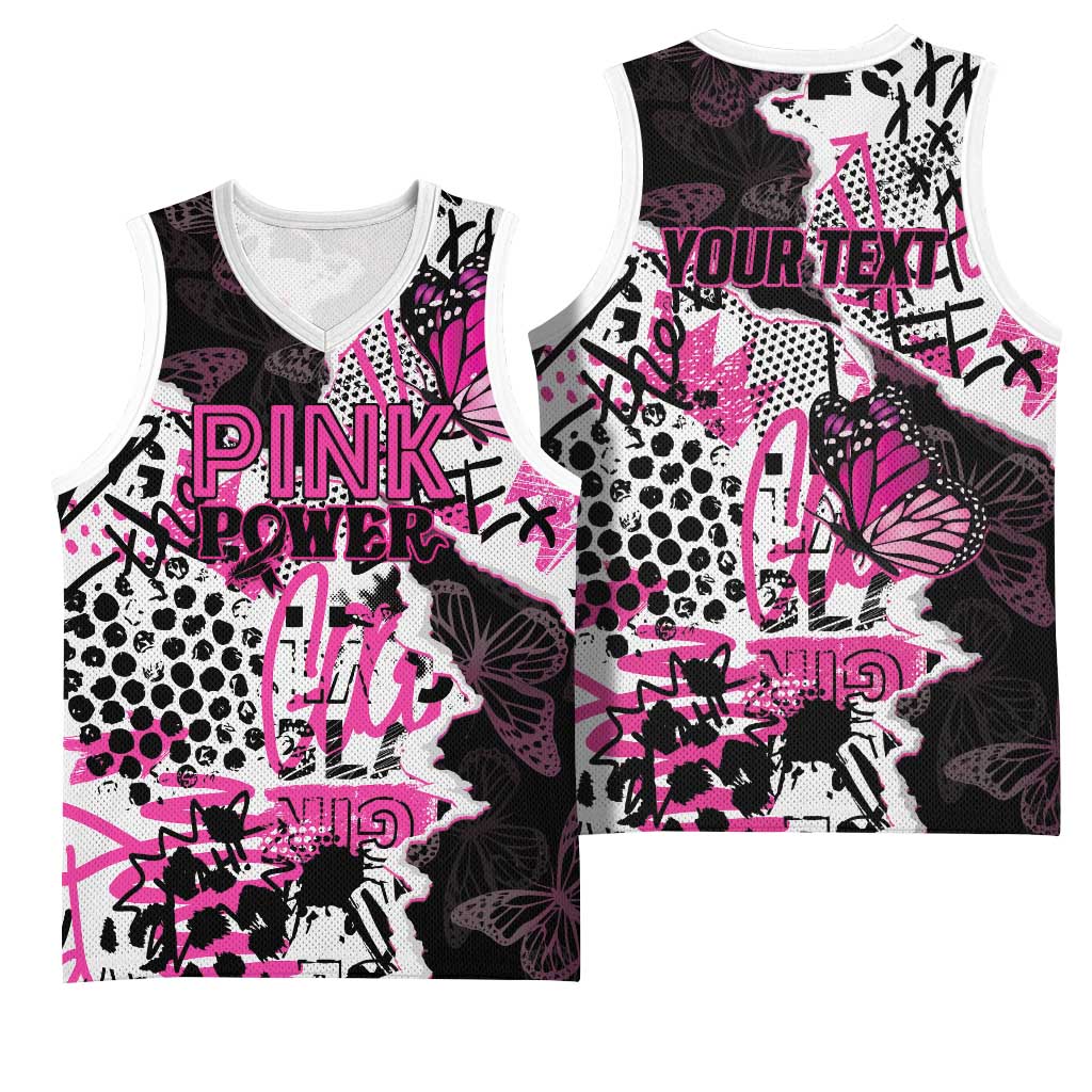 Personalized Pink Power Graffiti Basketball Jersey Breast Cancer Awareness - Wonder Print Shop
