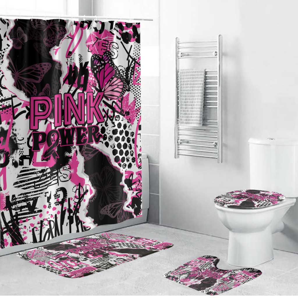 Pink Power Graffiti Bathroom Set Breast Cancer Awareness - Wonder Print Shop