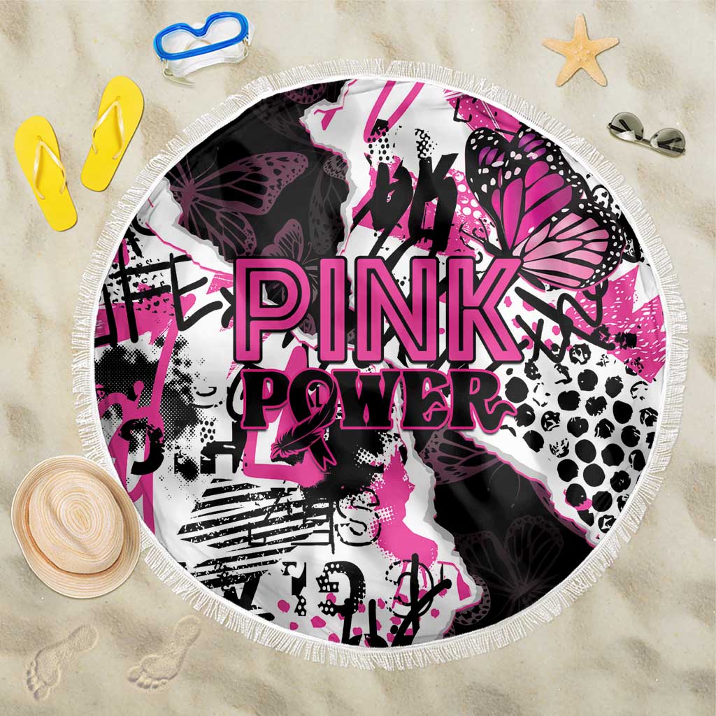 Pink Power Graffiti Beach Blanket Breast Cancer Awareness - Wonder Print Shop