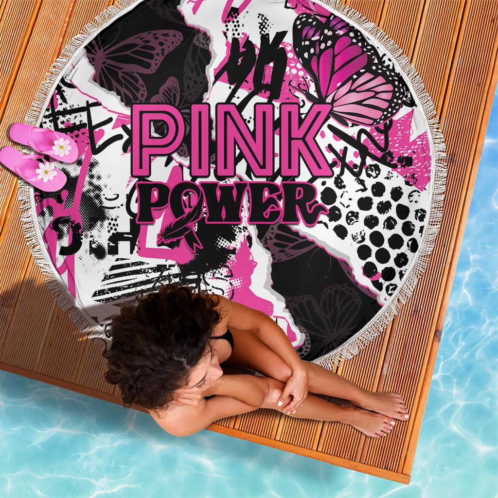 Pink Power Graffiti Beach Blanket Breast Cancer Awareness - Wonder Print Shop