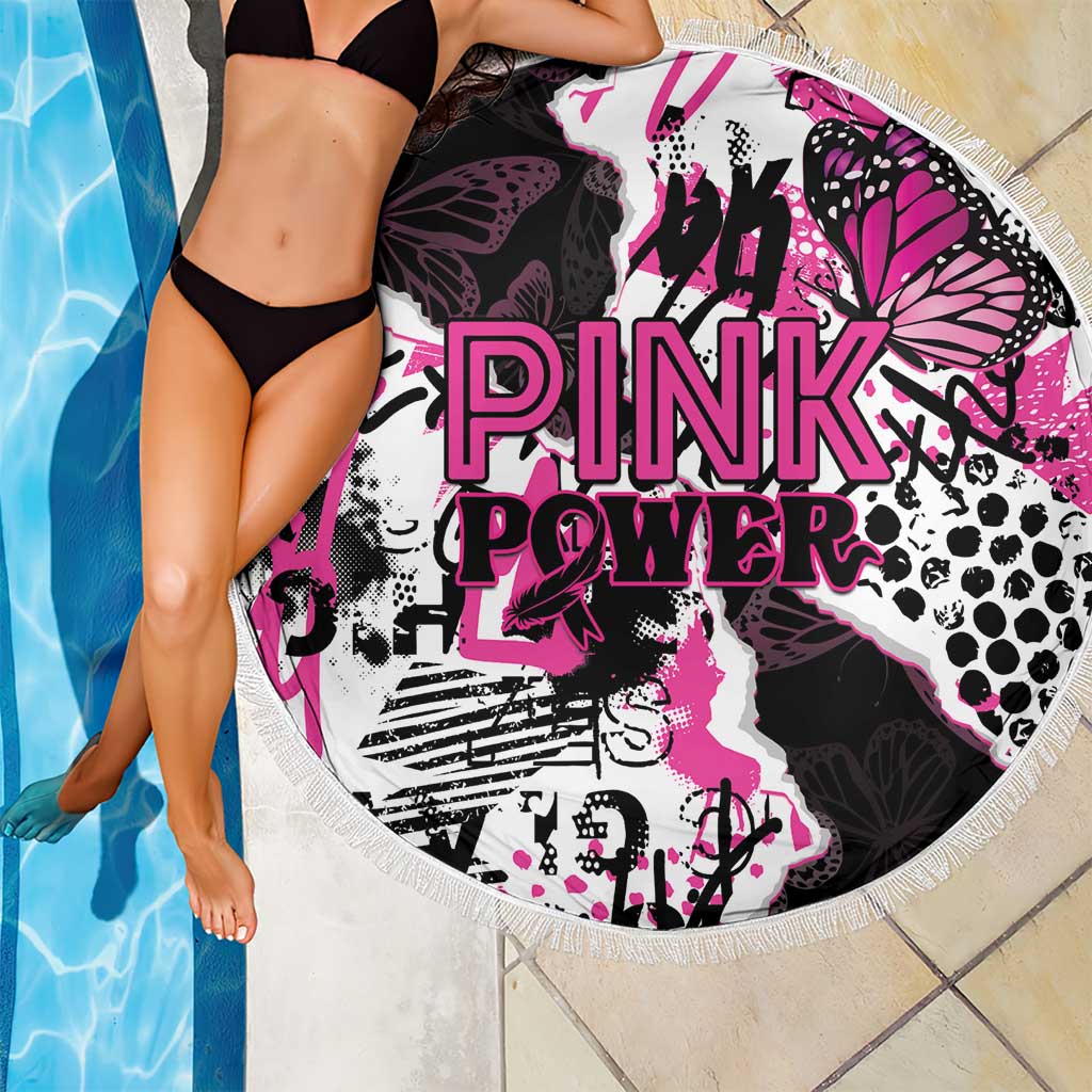 Pink Power Graffiti Beach Blanket Breast Cancer Awareness - Wonder Print Shop