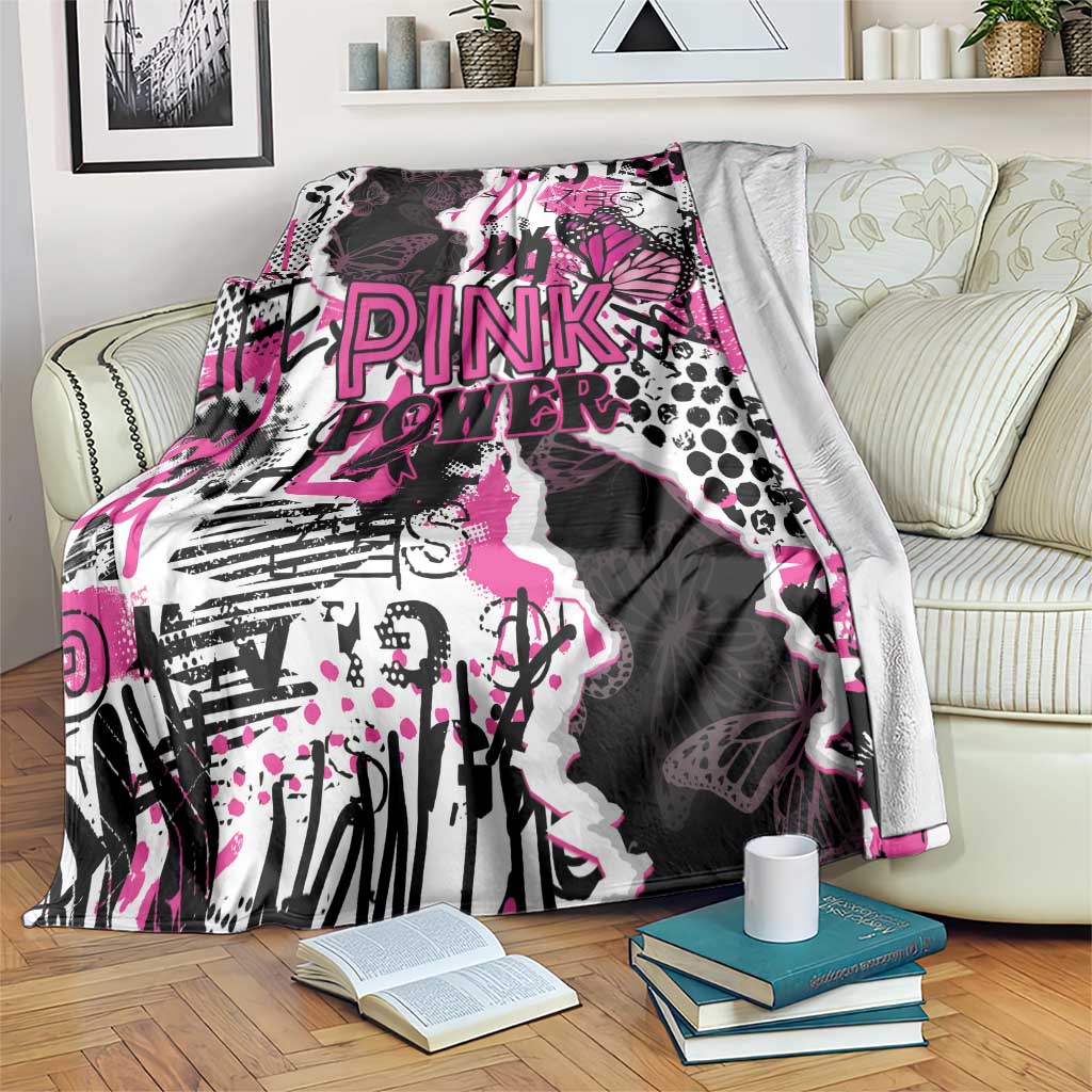 Pink Power Graffiti Blanket Breast Cancer Awareness - Wonder Print Shop