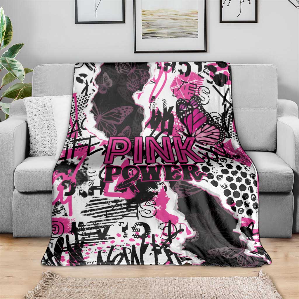 Pink Power Graffiti Blanket Breast Cancer Awareness - Wonder Print Shop