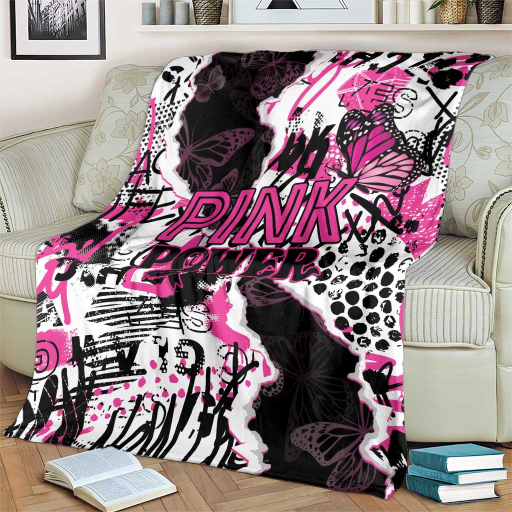 Pink Power Graffiti Blanket Breast Cancer Awareness - Wonder Print Shop