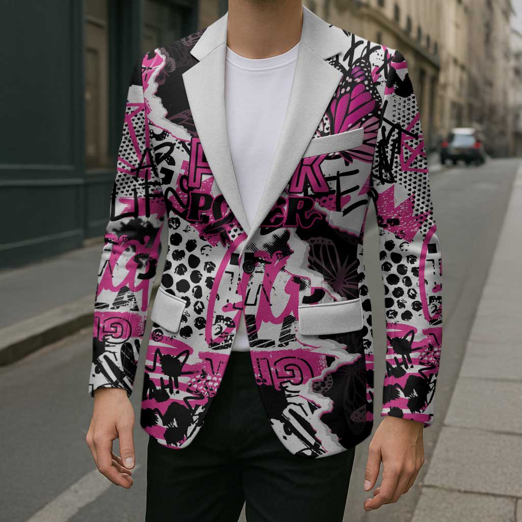 Personalized Pink Power Graffiti Blazer Breast Cancer Awareness - Wonder Print Shop
