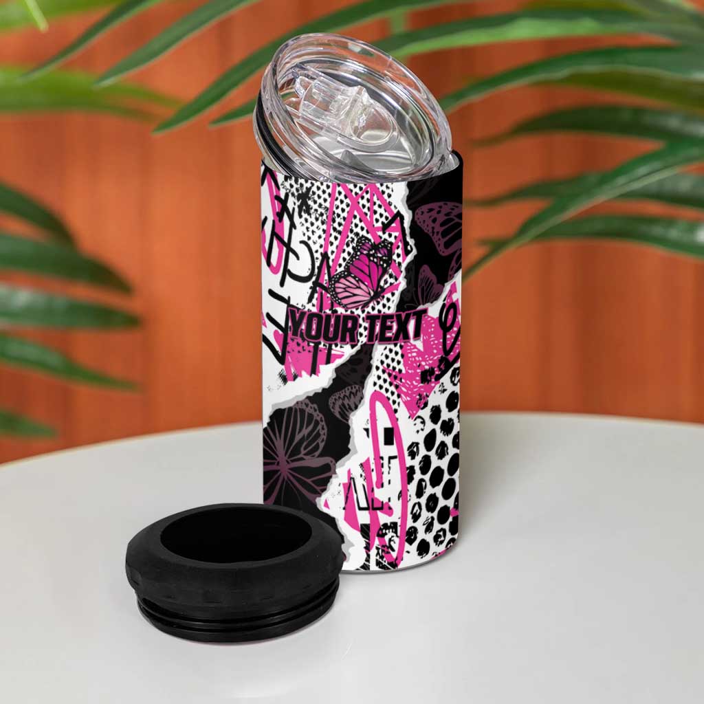 Personalized Pink Power Graffiti 4 in 1 Can Cooler Tumbler Breast Cancer Awareness - Wonder Print Shop