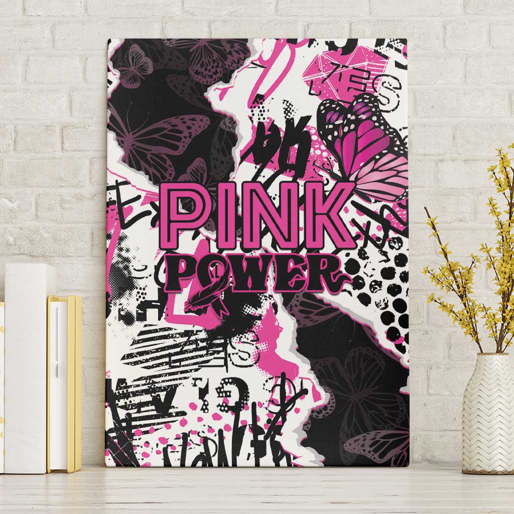 Pink Power Graffiti Canvas Wall Art Breast Cancer Awareness - Wonder Print Shop