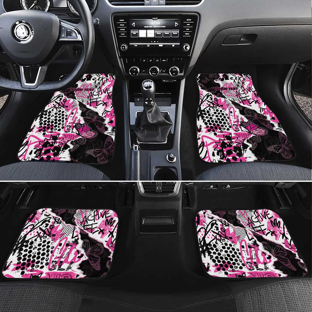 Pink Power Graffiti Car Mats Breast Cancer Awareness - Wonder Print Shop